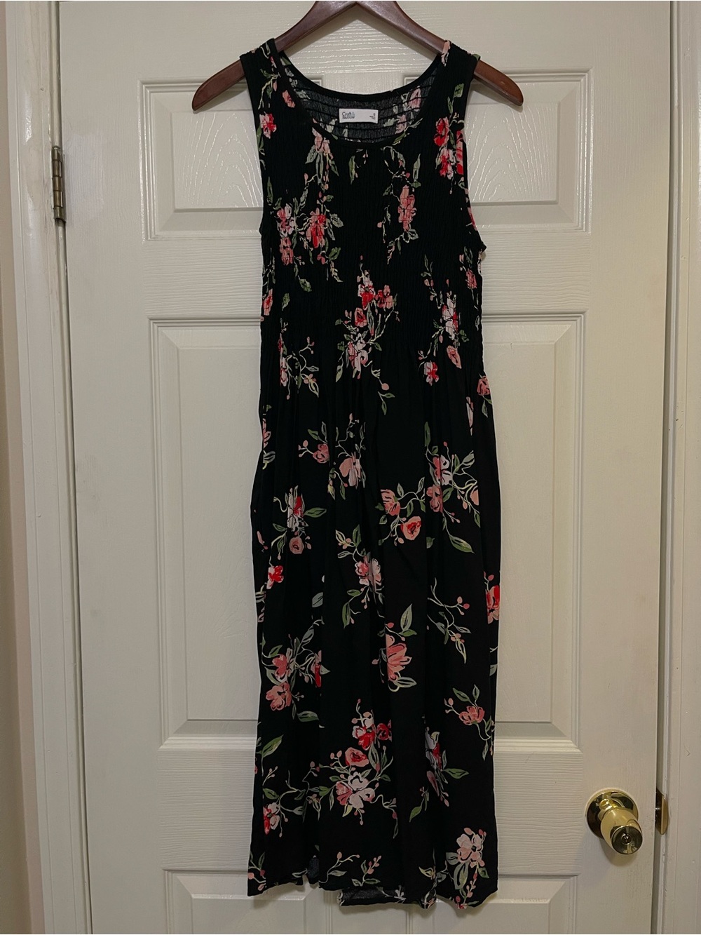 Croft and barrow Black Maxi Dress with Pink Floral Print never worn